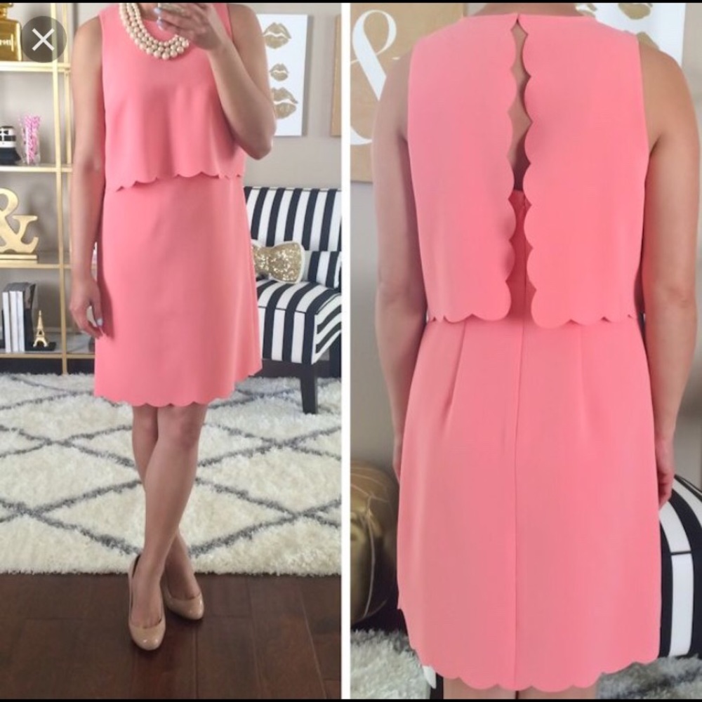 LOFT pink scallop dress